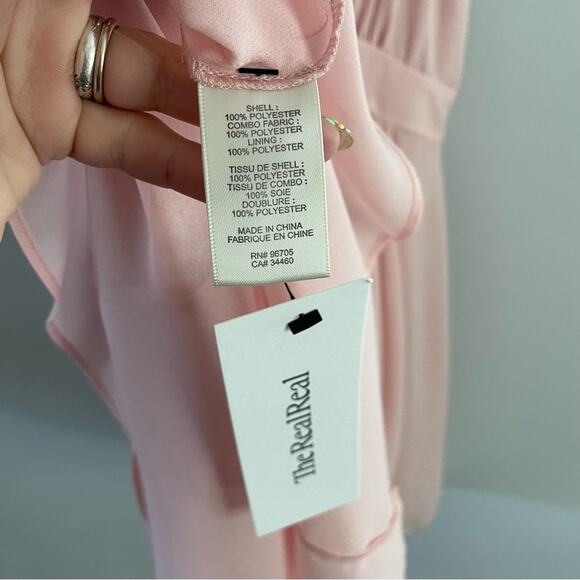 Rebecca Taylor | Women’s Pastel Pink V-Neck Flowy Above Knee Dress Pleated Party - Picture 9 of 11